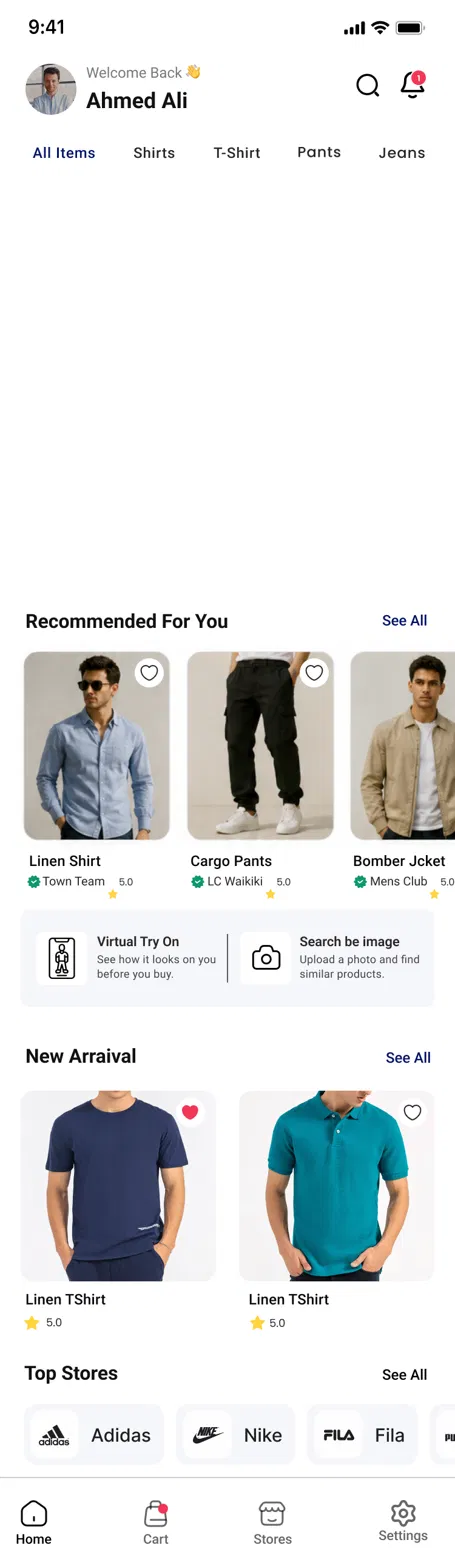 ZAY app home screen with recommended and new arrival products